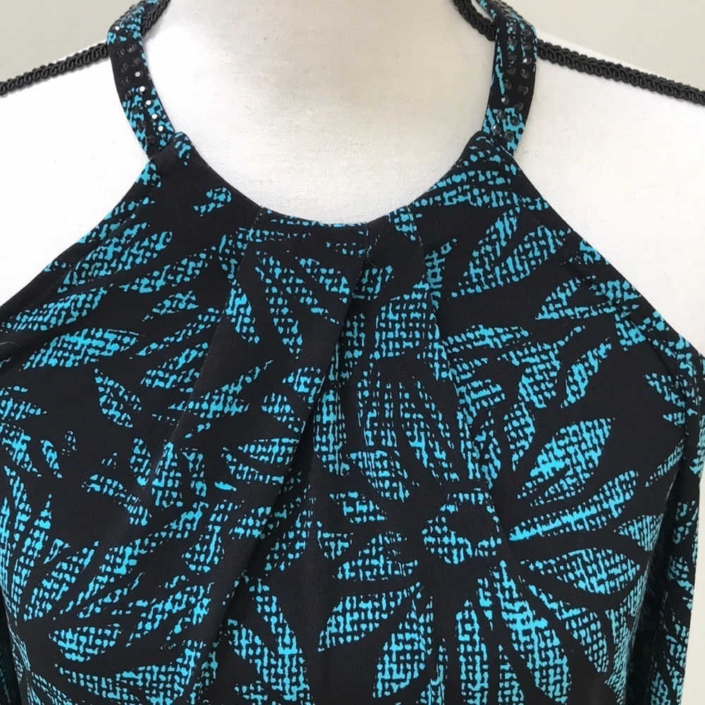 New Michael Kors Colder Shoulder Blue Floral Design Long Sleeve Dress Size S - Picture 5 of 7